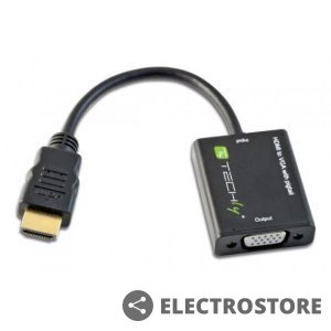 Techly Adapter HDMI męski na VGA żeński, czarny, 10cm