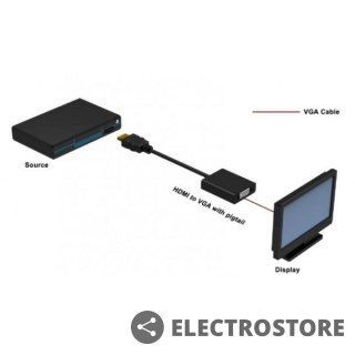 Techly Adapter HDMI męski na VGA żeński, czarny, 10cm