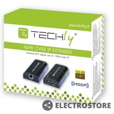Techly Extender/splitter HDMI po skrętce Cat.5e/6/6a/7 do 120m, over IP, czarny Techly Extender/splitter HDMI po skrętce Cat.5e/6/6a/7 do 120m, over IP, czarny