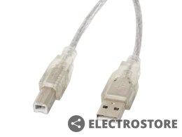 Lanberg Kabel USB 2.0 AM-BM 3M Ferryt przezroczysty