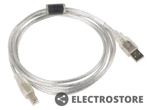 Lanberg Kabel USB 2.0 AM-BM 3M Ferryt przezroczysty Lanberg Kabel USB 2.0 AM-BM 3M Ferryt przezroczysty