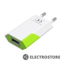 Techly Ładowarka sieciowa slim USB 230V-5V 1A biało-zielona