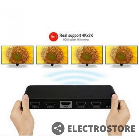 Techly Rozdzielacz-splitter HDMI 1/4 Ultra HD, 3D Techly Rozdzielacz-splitter HDMI 1/4 Ultra HD, 3D
