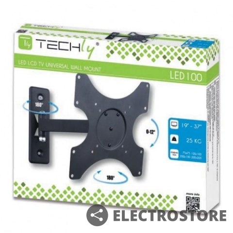 Techly Uchwyt ścienny LCD/LED 19-37cali czarny, 25kg Techly Uchwyt ścienny LCD/LED 19-37cali czarny, 25kg