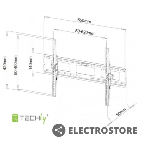 Techly Uchwyt ścienny LCD/LED 40-65cali 60kg czarny Techly Uchwyt ścienny LCD/LED 40-65cali 60kg czarny
