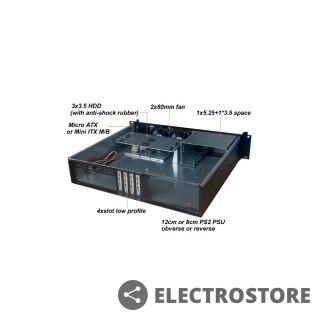 Techly Kompaktowa obudowa PC ATX Rack 19cali 2U czarna