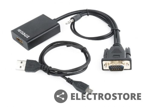 Gembird Konwerter VGA do HDMI 15 cm czarny Gembird Konwerter VGA do HDMI 15 cm czarny
