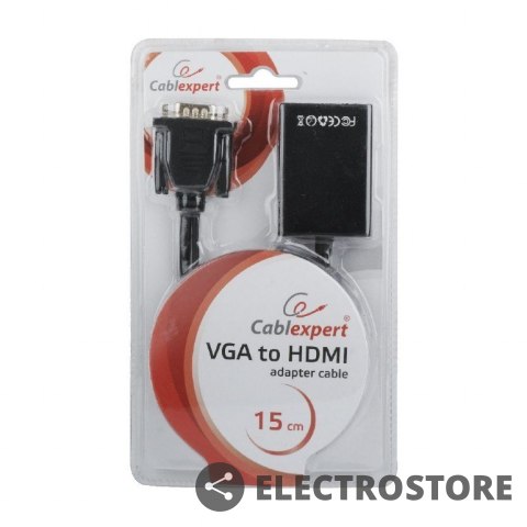 Gembird Konwerter VGA do HDMI 15 cm czarny Gembird Konwerter VGA do HDMI 15 cm czarny
