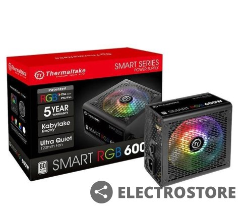 Thermaltake Smart 600W RGB (80+ 230V EU, 2xPEG, 120mm, Single Rail) Thermaltake Smart 600W RGB (80+ 230V EU, 2xPEG, 120mm, Single Rail)