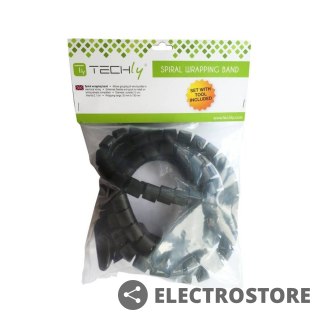 Techly Elastyczna osłona na kable 2,5m 25mm średnicy, czarna