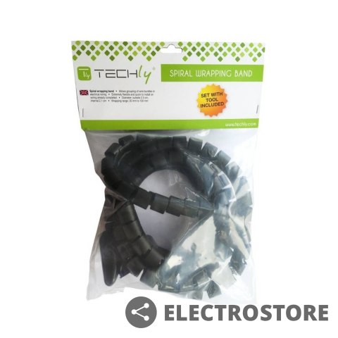 Techly Elastyczna osłona na kable 2,5m 25mm średnicy, czarna Techly Elastyczna osłona na kable 2,5m 25mm średnicy, czarna