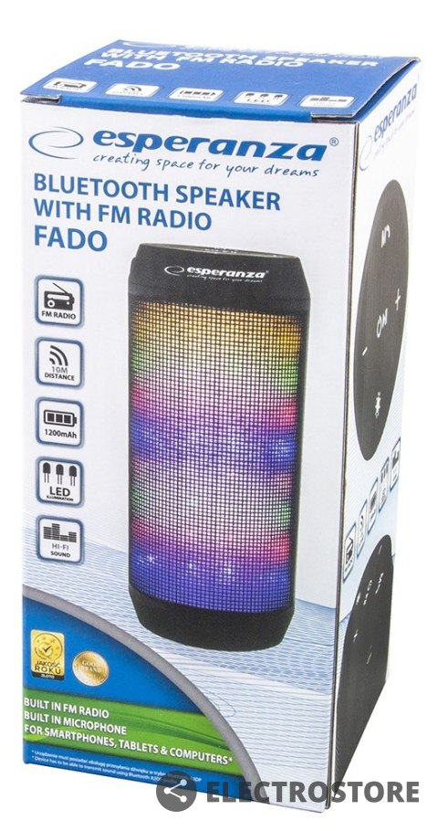 Esperanza Głośnik FADO bluetooth z podświetleniem LED Esperanza Głośnik FADO bluetooth z podświetleniem LED