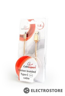 Gembird Kabel USB Typ-C oplot tekstylny/1.8m/złoty