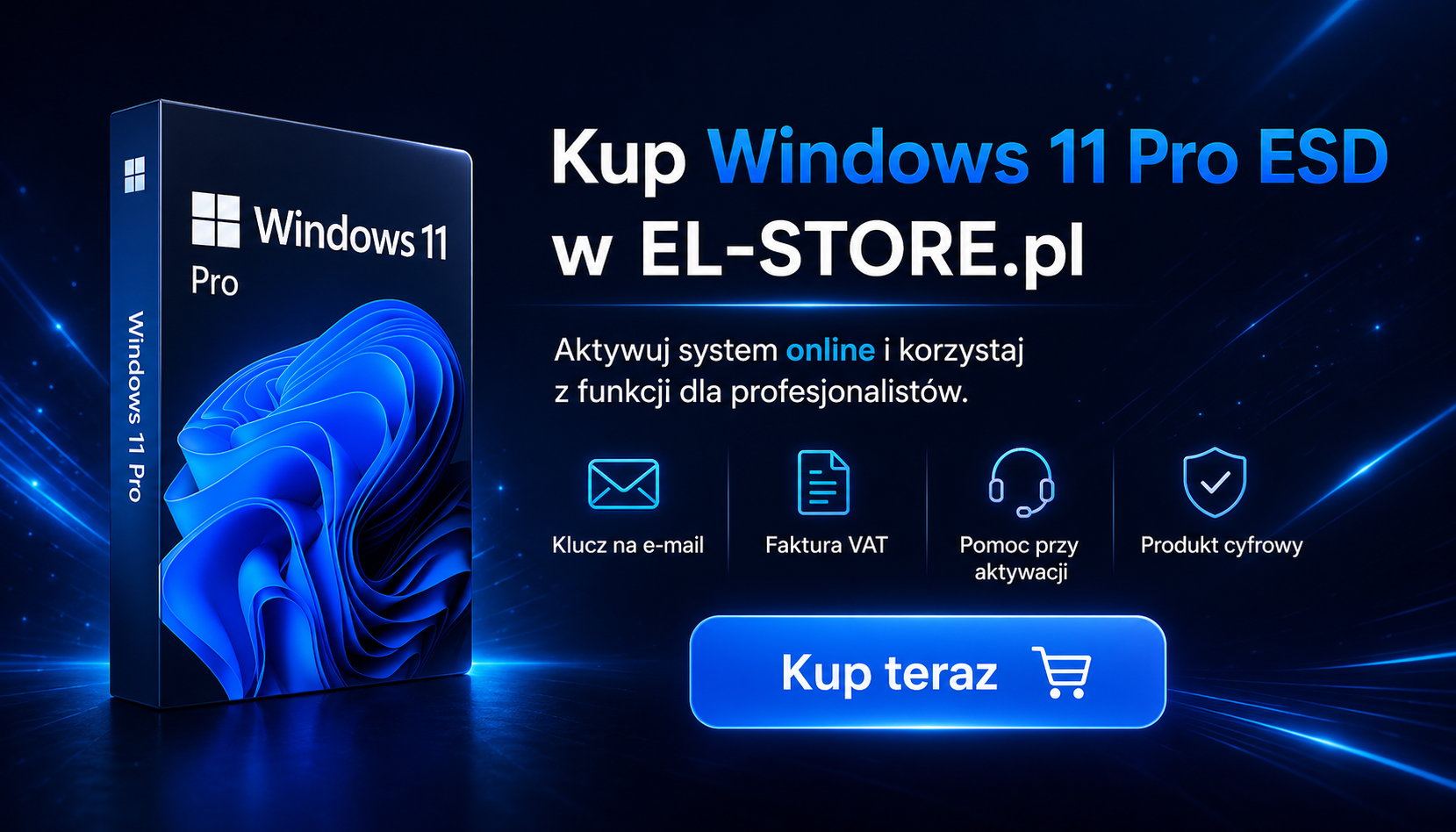 Kup Windows 11 Pro ESD w EL-STORE.pl Aktywuj system online i korzystaj z funkcji dla profesjonalistów.