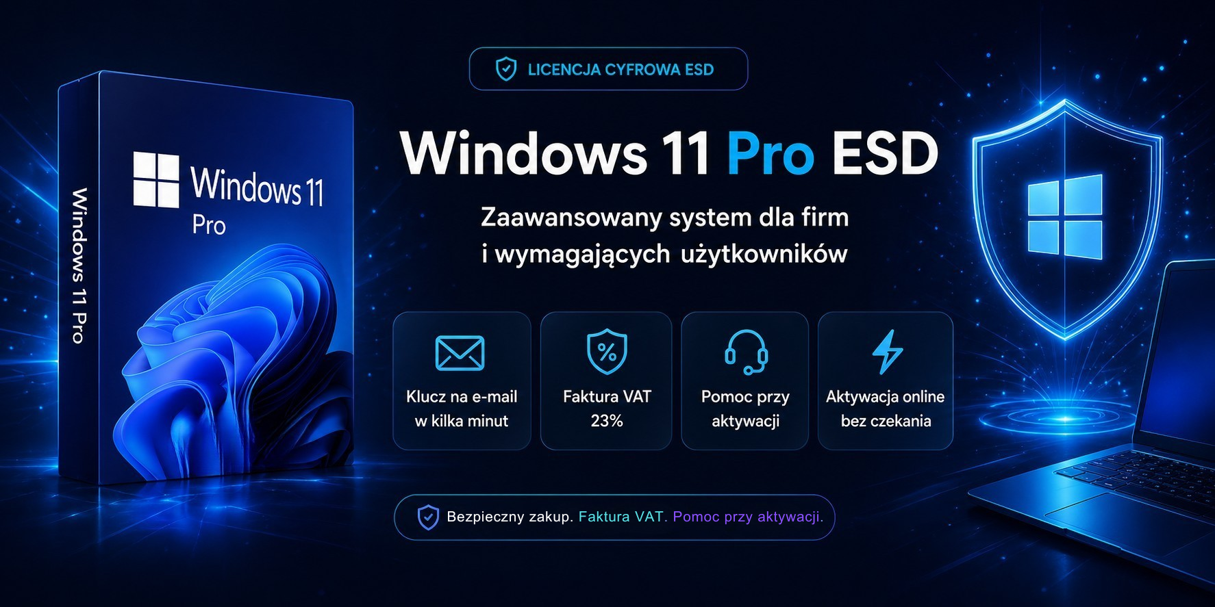 Windows 11 Pro – Licencja cyfrowa ESD | Klucz na e-mail | Dla firm i wymagających użytkowników